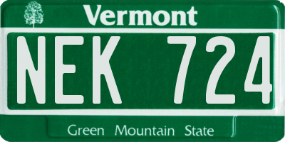 VT license plate NEK724