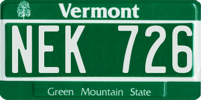 VT license plate NEK726