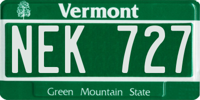 VT license plate NEK727