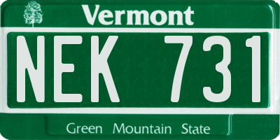 VT license plate NEK731