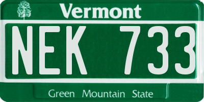 VT license plate NEK733