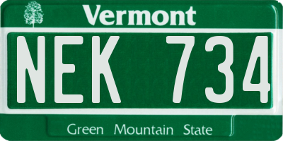 VT license plate NEK734