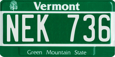 VT license plate NEK736