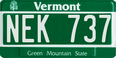 VT license plate NEK737