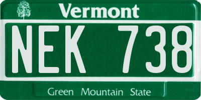 VT license plate NEK738