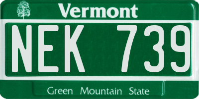 VT license plate NEK739