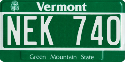 VT license plate NEK740