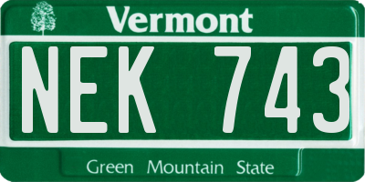 VT license plate NEK743