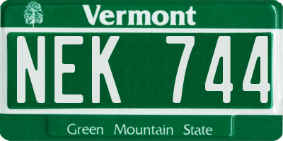 VT license plate NEK744