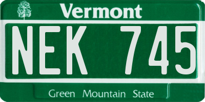 VT license plate NEK745
