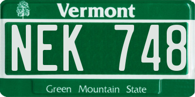 VT license plate NEK748