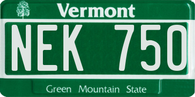 VT license plate NEK750