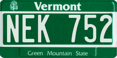 VT license plate NEK752