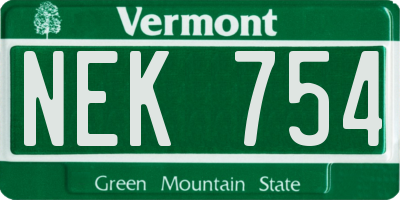 VT license plate NEK754