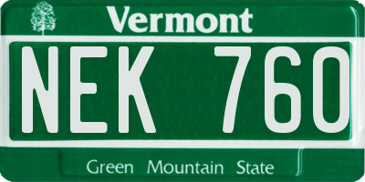 VT license plate NEK760