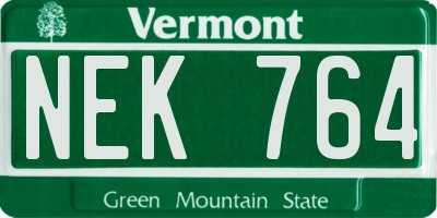 VT license plate NEK764