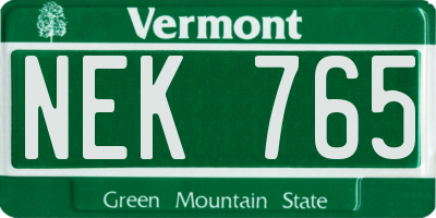VT license plate NEK765