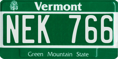 VT license plate NEK766