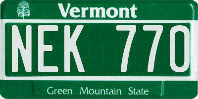VT license plate NEK770