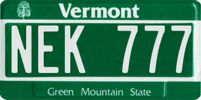 VT license plate NEK777