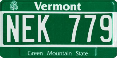 VT license plate NEK779