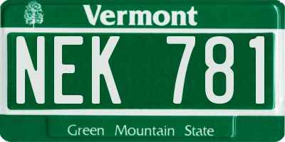 VT license plate NEK781