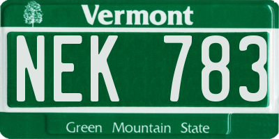 VT license plate NEK783