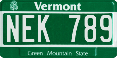 VT license plate NEK789