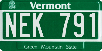 VT license plate NEK791