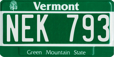 VT license plate NEK793