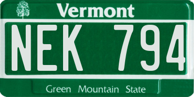 VT license plate NEK794