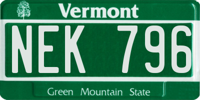 VT license plate NEK796