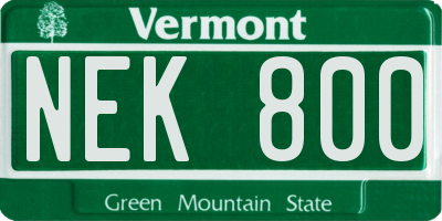 VT license plate NEK800