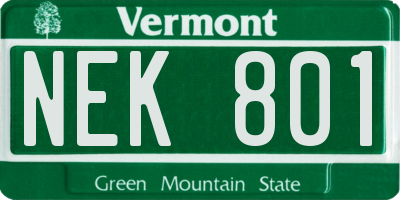VT license plate NEK801