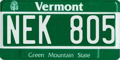 VT license plate NEK805