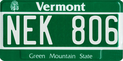 VT license plate NEK806