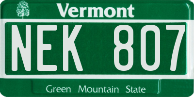 VT license plate NEK807