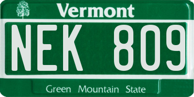 VT license plate NEK809