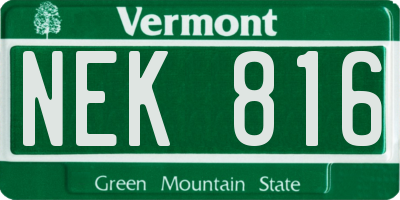 VT license plate NEK816