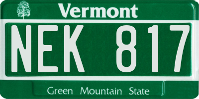 VT license plate NEK817
