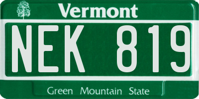 VT license plate NEK819
