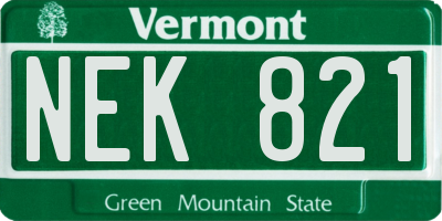 VT license plate NEK821
