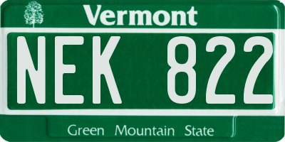 VT license plate NEK822