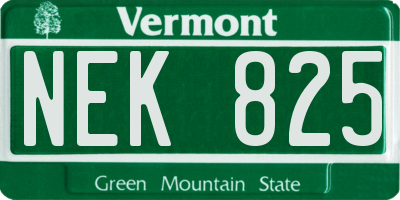 VT license plate NEK825