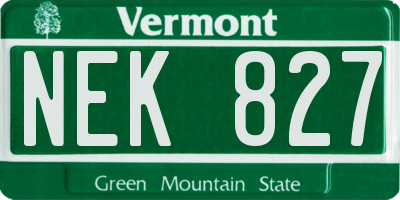 VT license plate NEK827