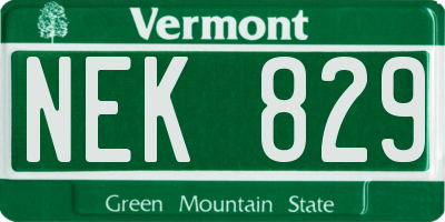 VT license plate NEK829