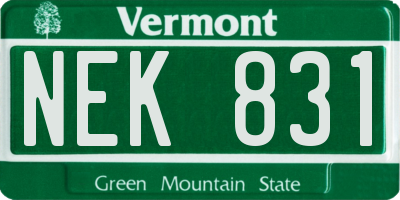 VT license plate NEK831