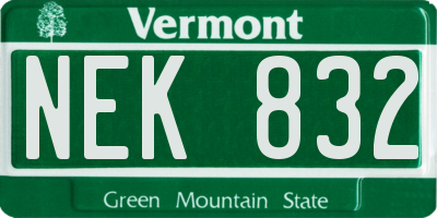VT license plate NEK832