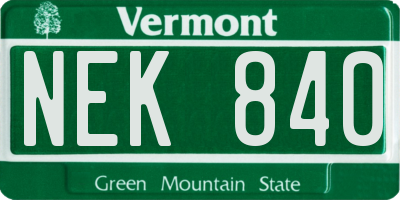 VT license plate NEK840