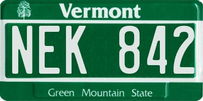 VT license plate NEK842